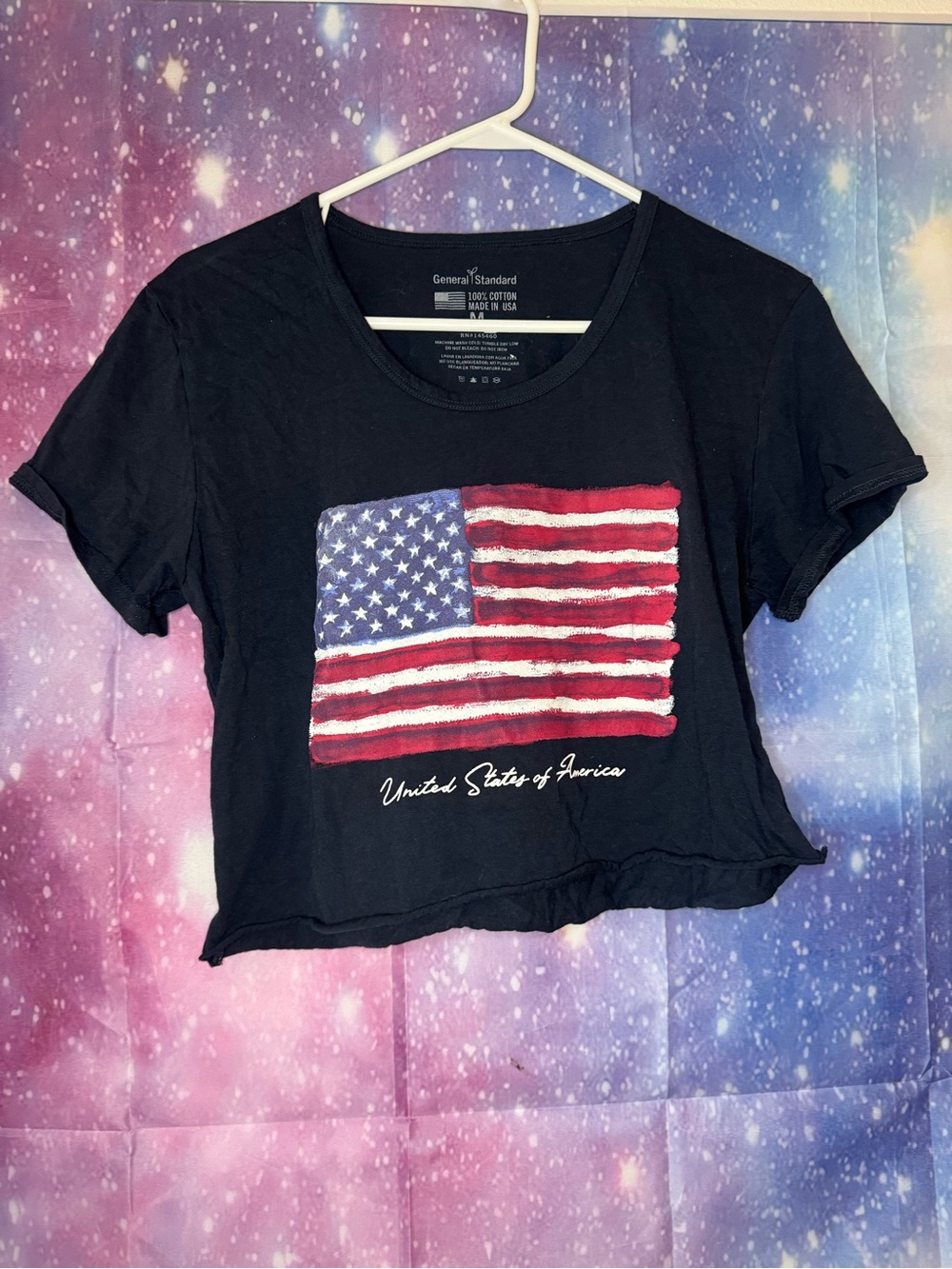 Cropped general standard American flag shirt 🛍